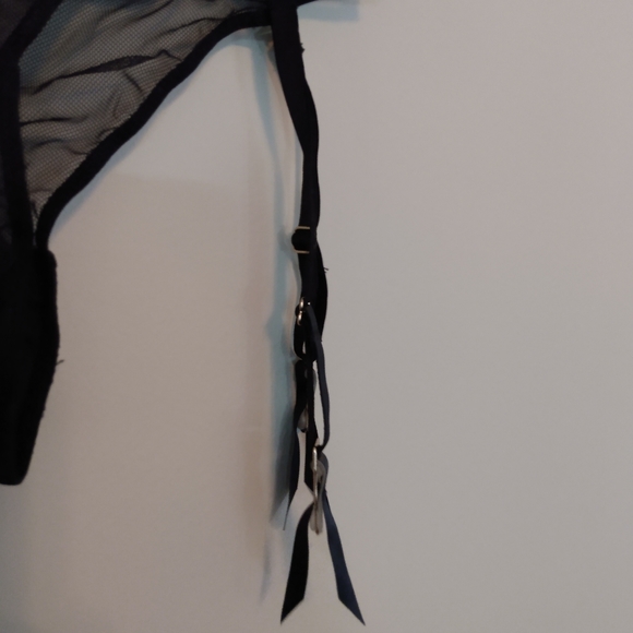 Bluebella black floral thong underwear with garters attached - Picture 6 of 6